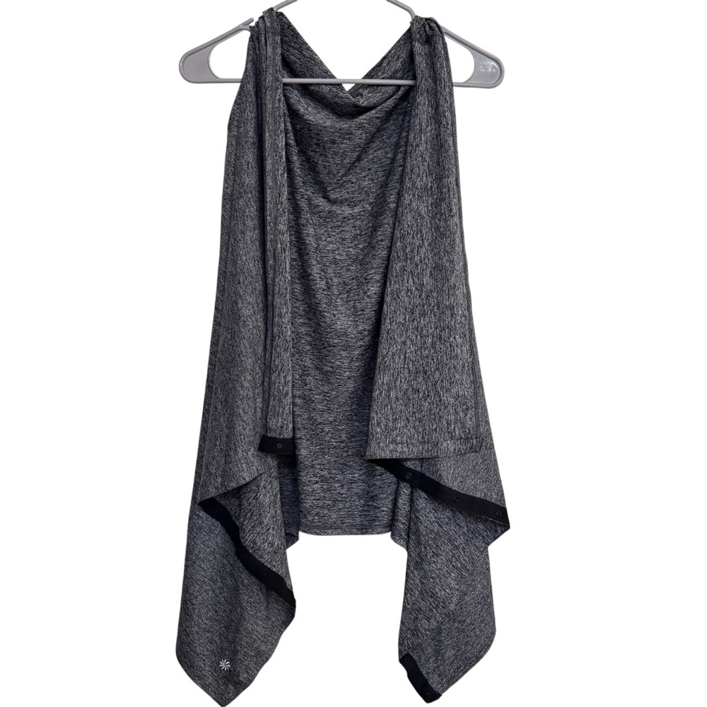Athleta Sleeveless Vest Snap Wrap Cardigan One Size Gray 511370 Waterfall